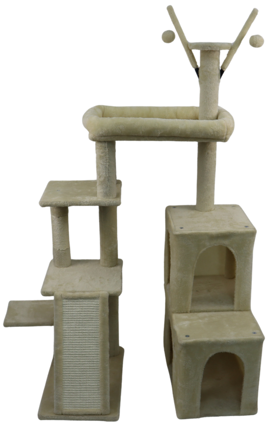 Relipet RL2865 Corner Cat Tree 142cm - Removable Condos, Scratching Ramp, Padded Bed & Hanging Toys