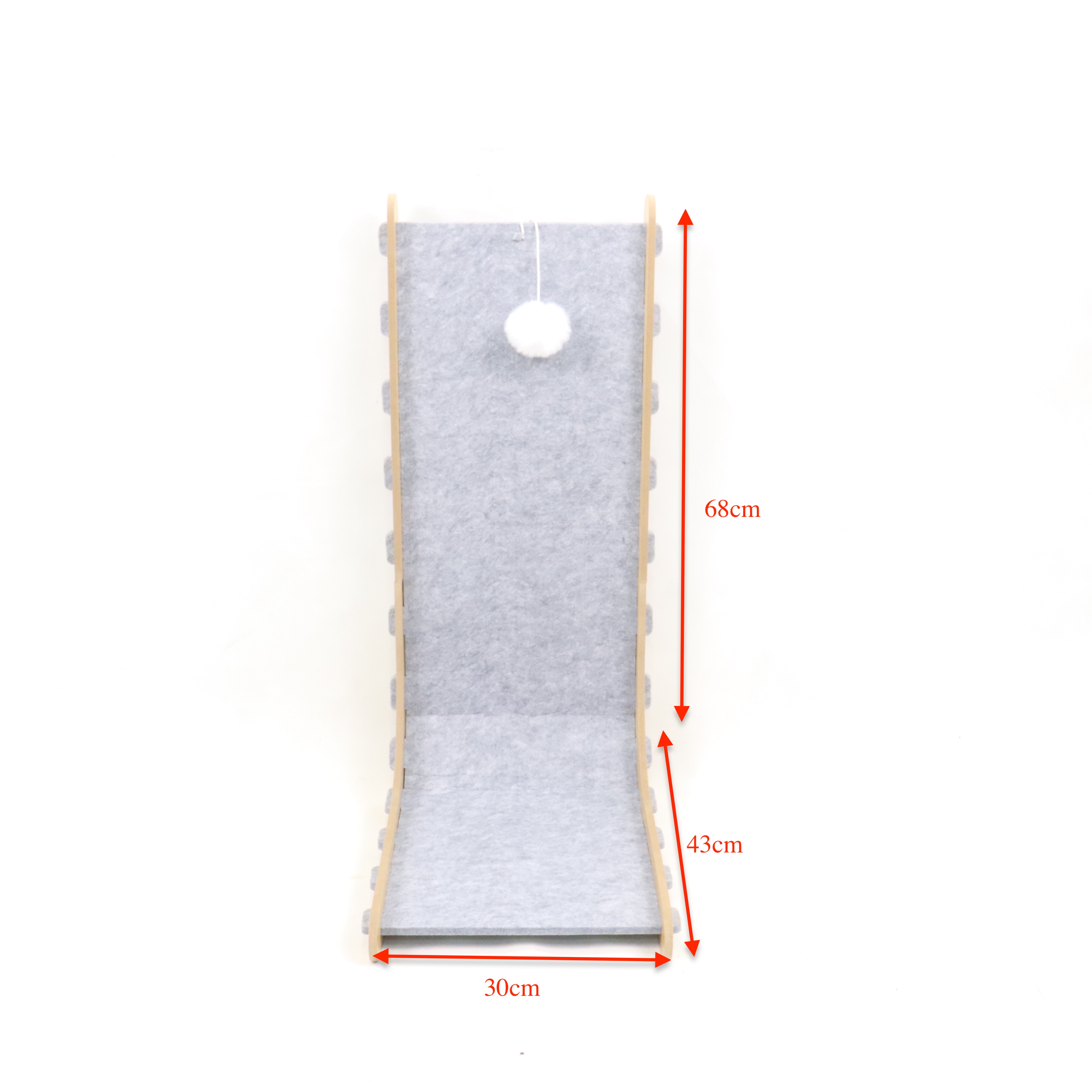 Relipet RL3005V1 Corner Felt Cat Scratcher – L-Shape with Hanging Pom-Pom, Kitten Climb & Scratch Corner