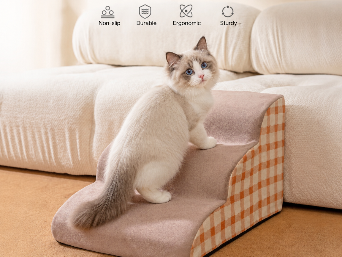 Relipet RL2746 High-Resilience Pet Ramp Stairs with Anti-Slip Base