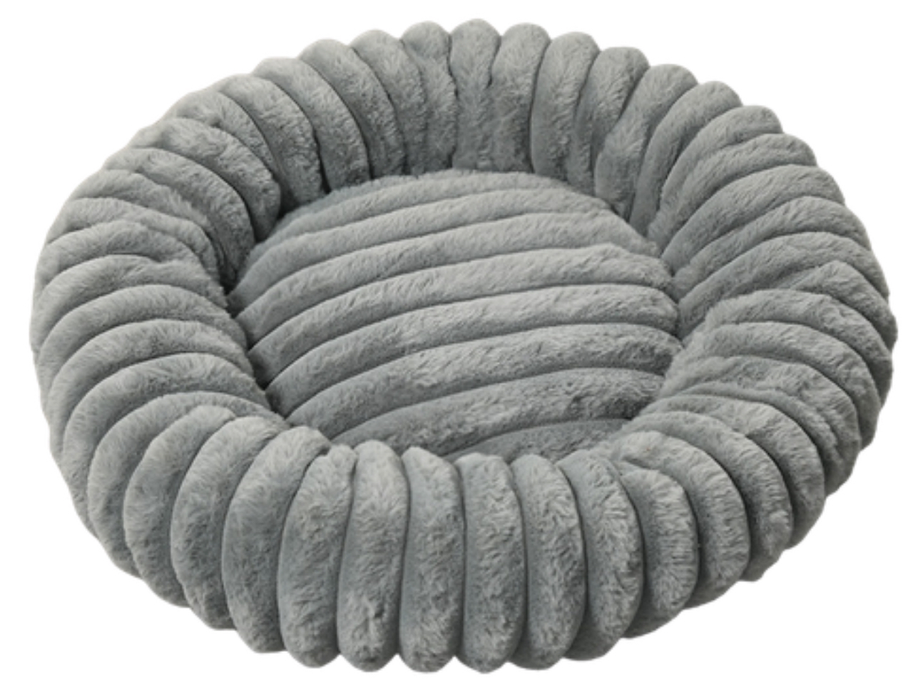 Relipet RL2864 Round Plush Pet Bed – Faux Rabbit Fur Ribbed Cushion for Cats
