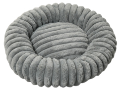 Relipet RL2864 Round Plush Pet Bed – Faux Rabbit Fur Ribbed Cushion for Cats