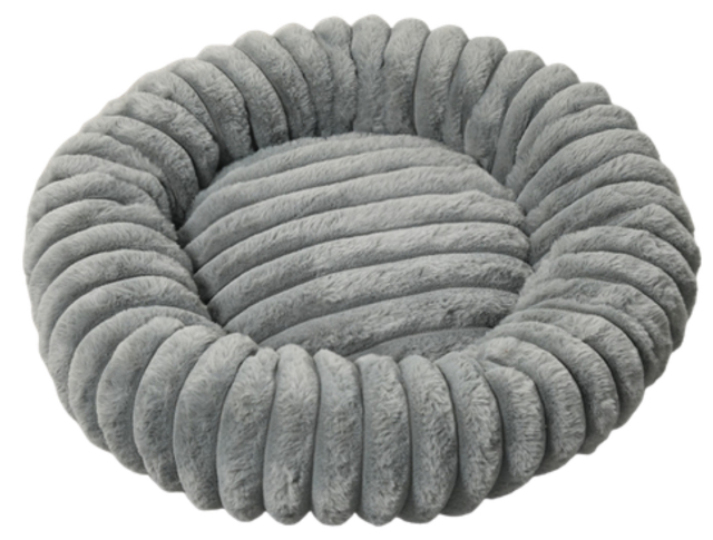 Relipet RL2864 Round Plush Pet Bed – Faux Rabbit Fur Ribbed Cushion for Cats