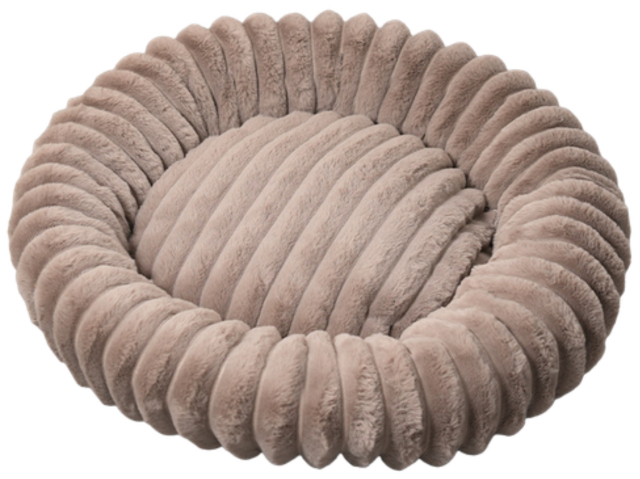 Relipet RL2864 Round Plush Pet Bed – Faux Rabbit Fur Ribbed Cushion for Cats