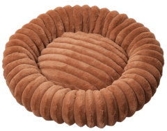 Relipet RL2864 Round Plush Pet Bed – Faux Rabbit Fur Ribbed Cushion for Cats