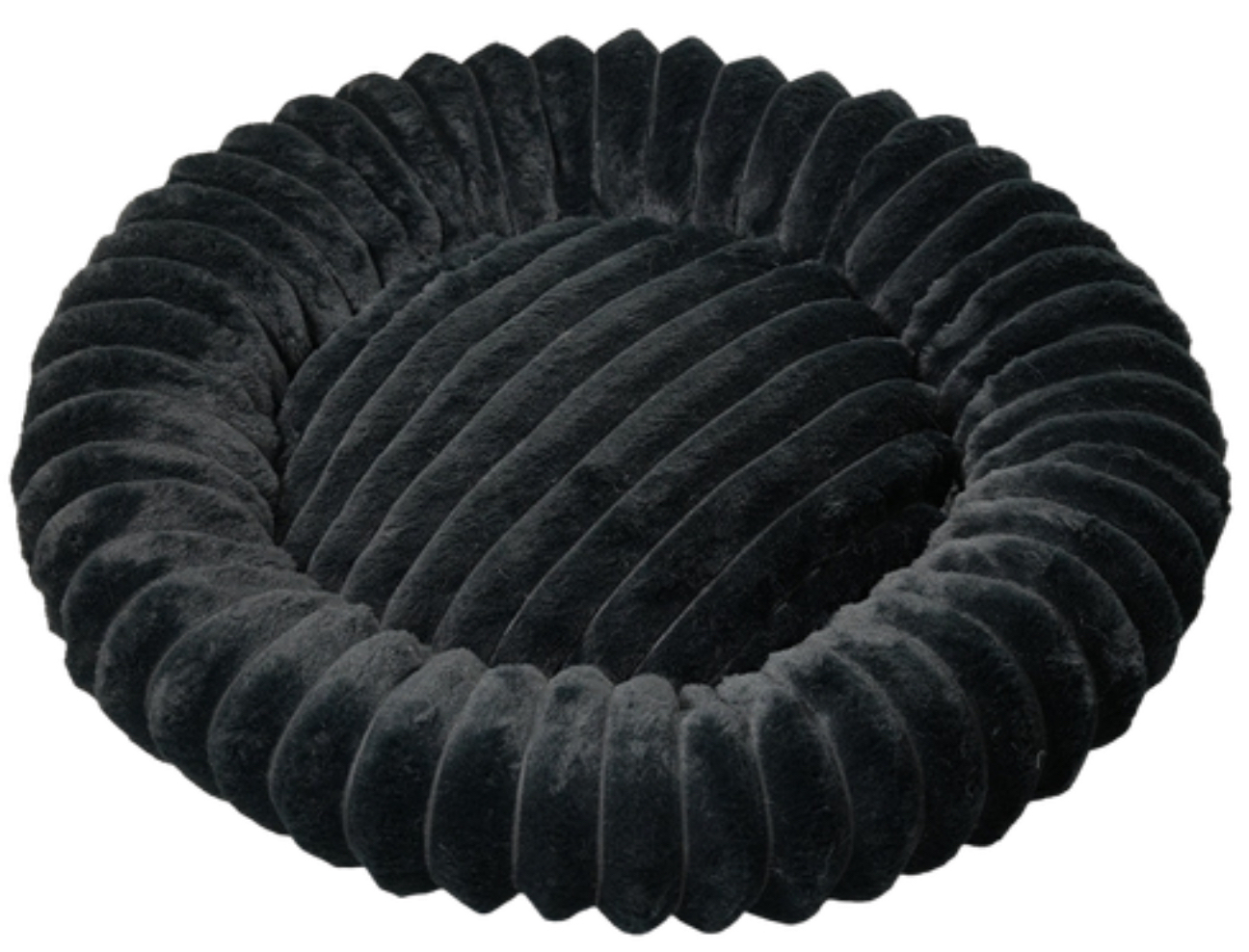 Relipet RL2864 Round Plush Pet Bed – Faux Rabbit Fur Ribbed Cushion for Cats