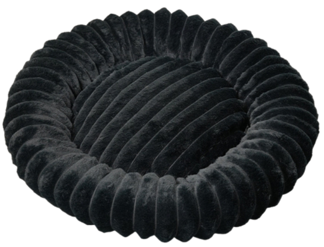 Relipet RL2864 Round Plush Pet Bed – Faux Rabbit Fur Ribbed Cushion for Cats