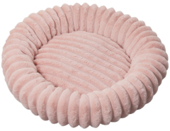 Relipet RL2864 Round Plush Pet Bed – Faux Rabbit Fur Ribbed Cushion for Cats