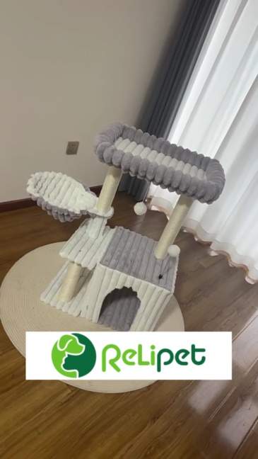 Relipet RL2870 Cat Tree – Multi-Level with Ribbed Faux Rabbit Fur