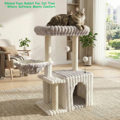 Relipet RL2870 Cat Tree – Multi-Level with Ribbed Faux Rabbit Fur