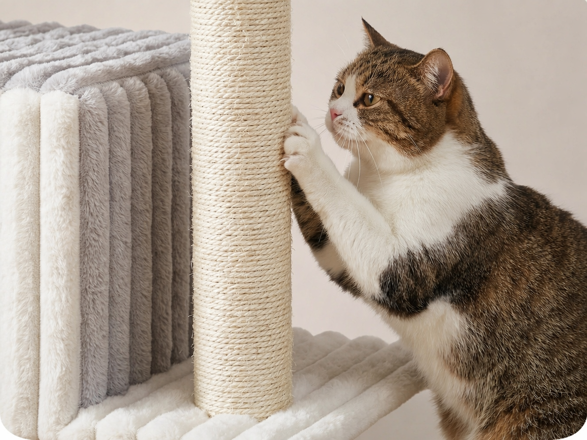 Relipet RL2870 Cat Tree – Multi-Level with Ribbed Faux Rabbit Fur