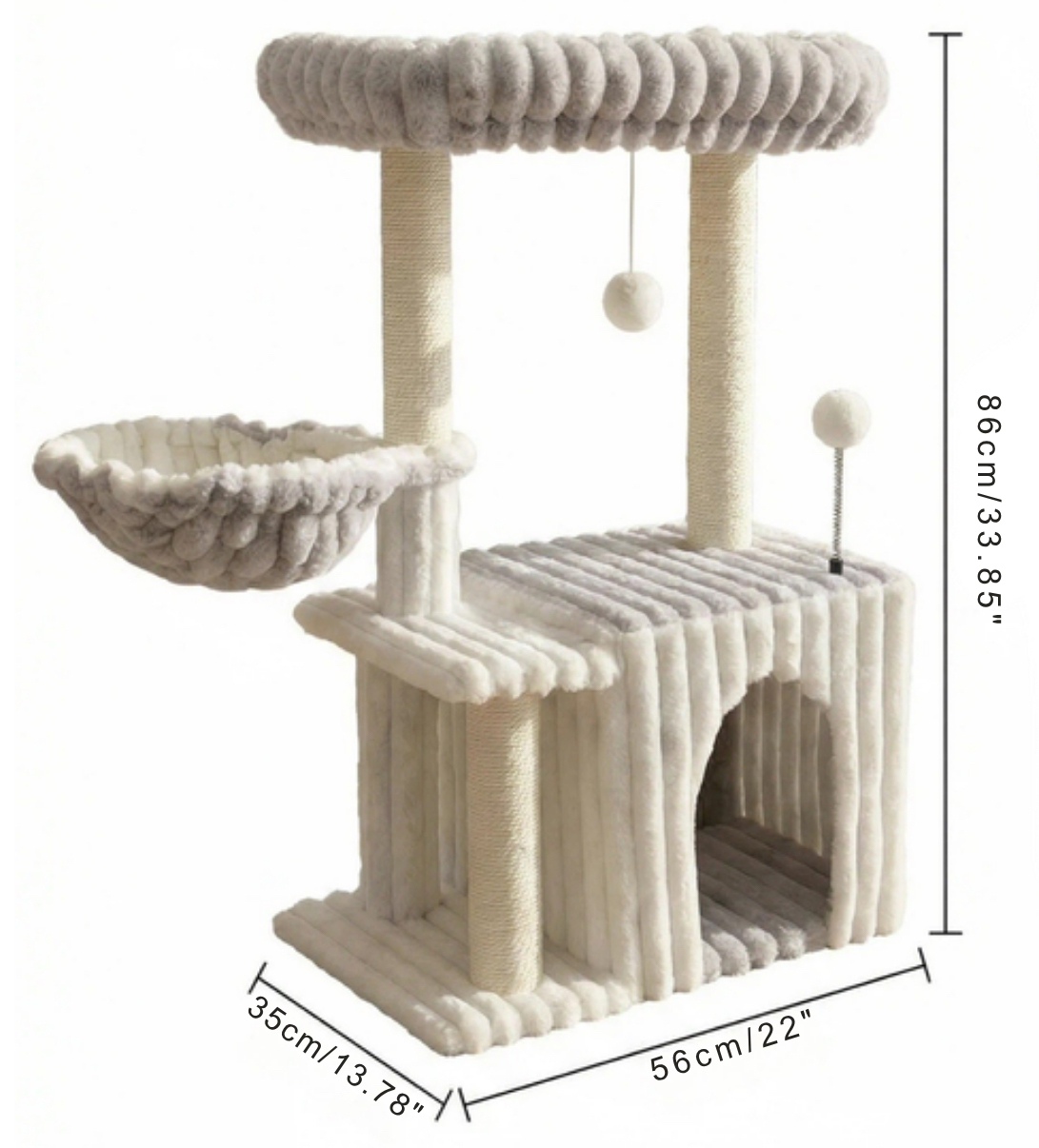 Relipet RL2870 Cat Tree – Multi-Level with Ribbed Faux Rabbit Fur