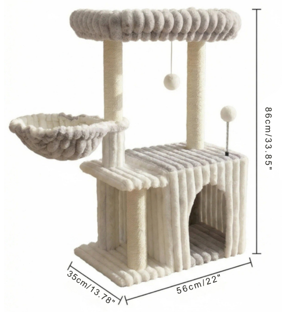 Relipet RL2870 Cat Tree – Multi-Level with Ribbed Faux Rabbit Fur