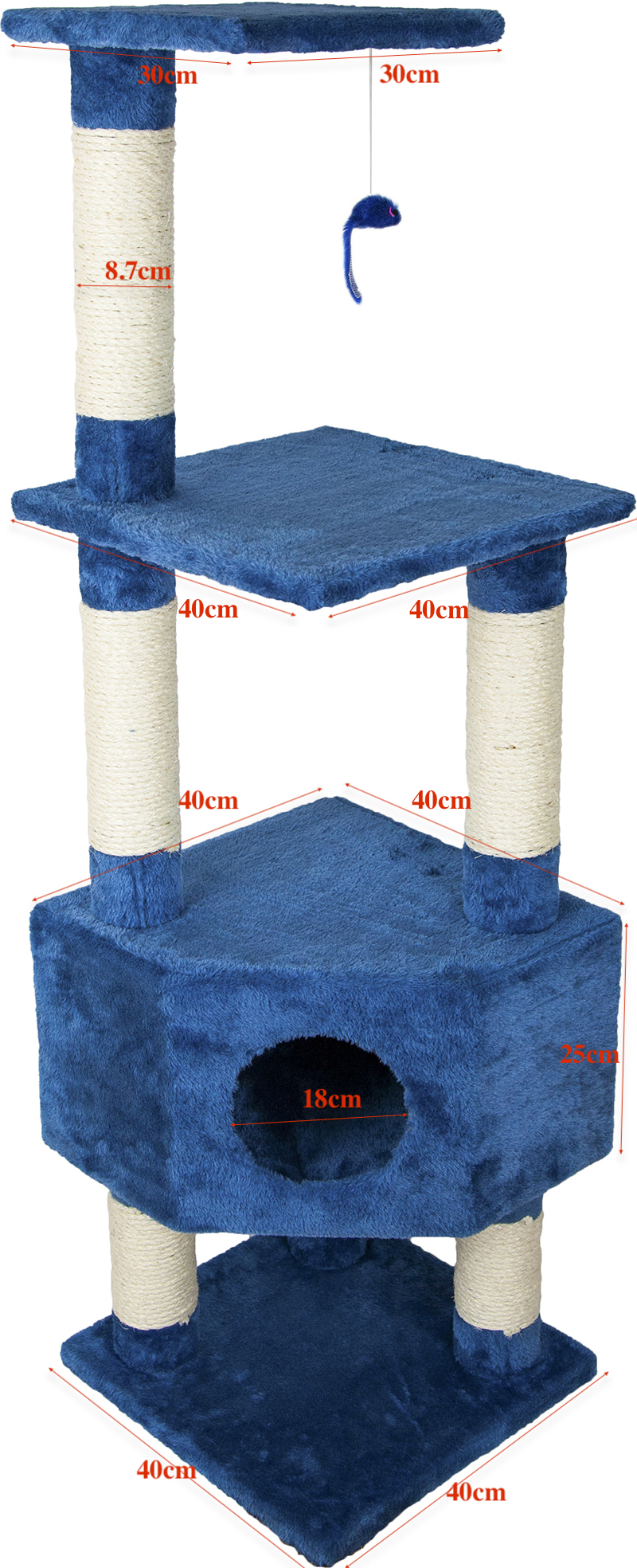Relipet RL17434 Multi-Level Cat Tree with Sisal Scratching Posts & Hanging Toy