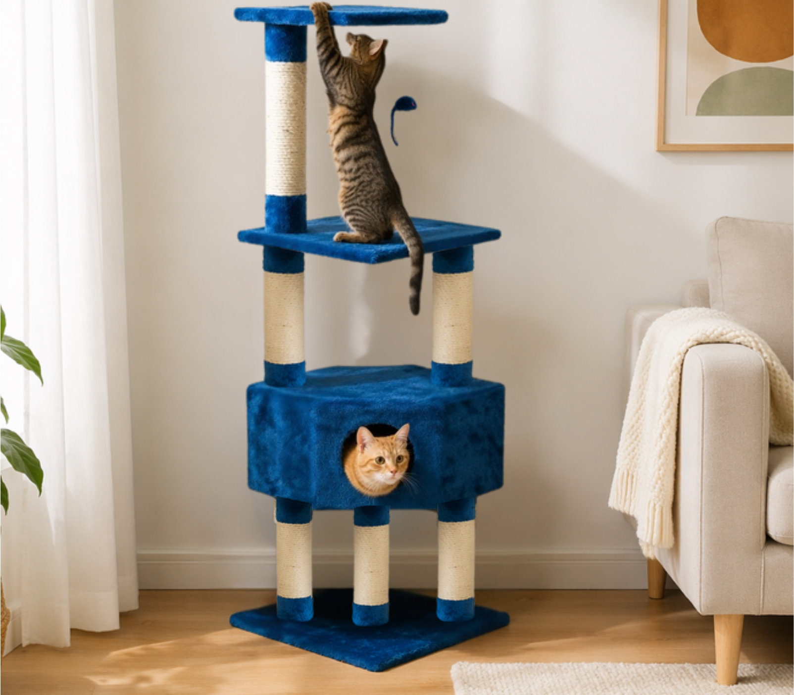 Relipet RL17434 Multi-Level Cat Tree with Sisal Scratching Posts & Hanging Toy