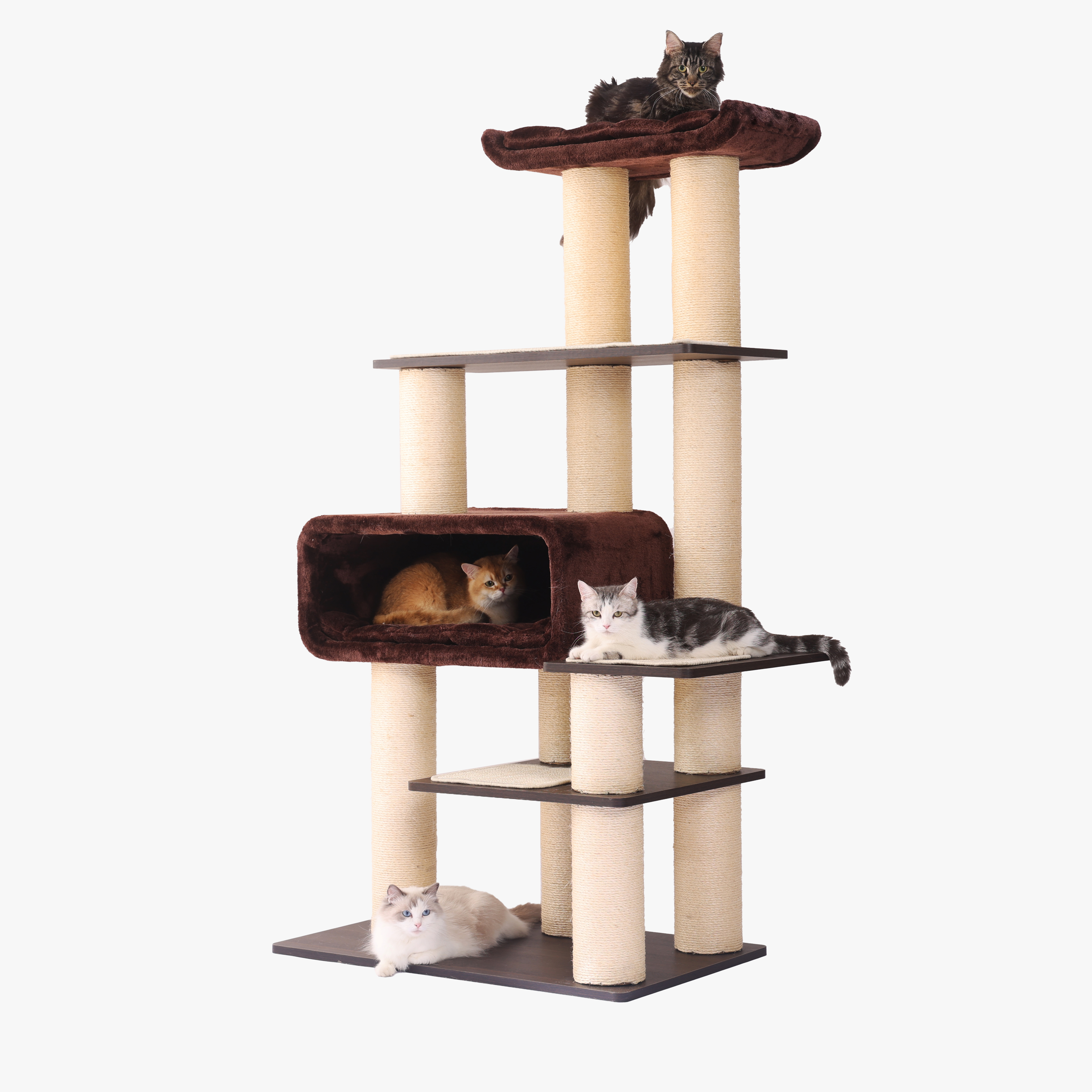 Relipet RL2856 Premium Cat Tree for Indoor Cats - 67" Multi-Level Activity Center with Spacious Condo, Thick Sisal Scratching Posts & Rope, Stable Base for Large Cats