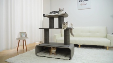 Relipet Premium Cat Tree RL2812V3 – 90x50x109cm Multi-Level Activity Center with 15cm Sisal Posts, Removable Pads & Faux Fur