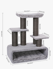 RL2811V3 Premium Cat Tree 109cm Grey  for Large Cats & Multi-Cat Homes