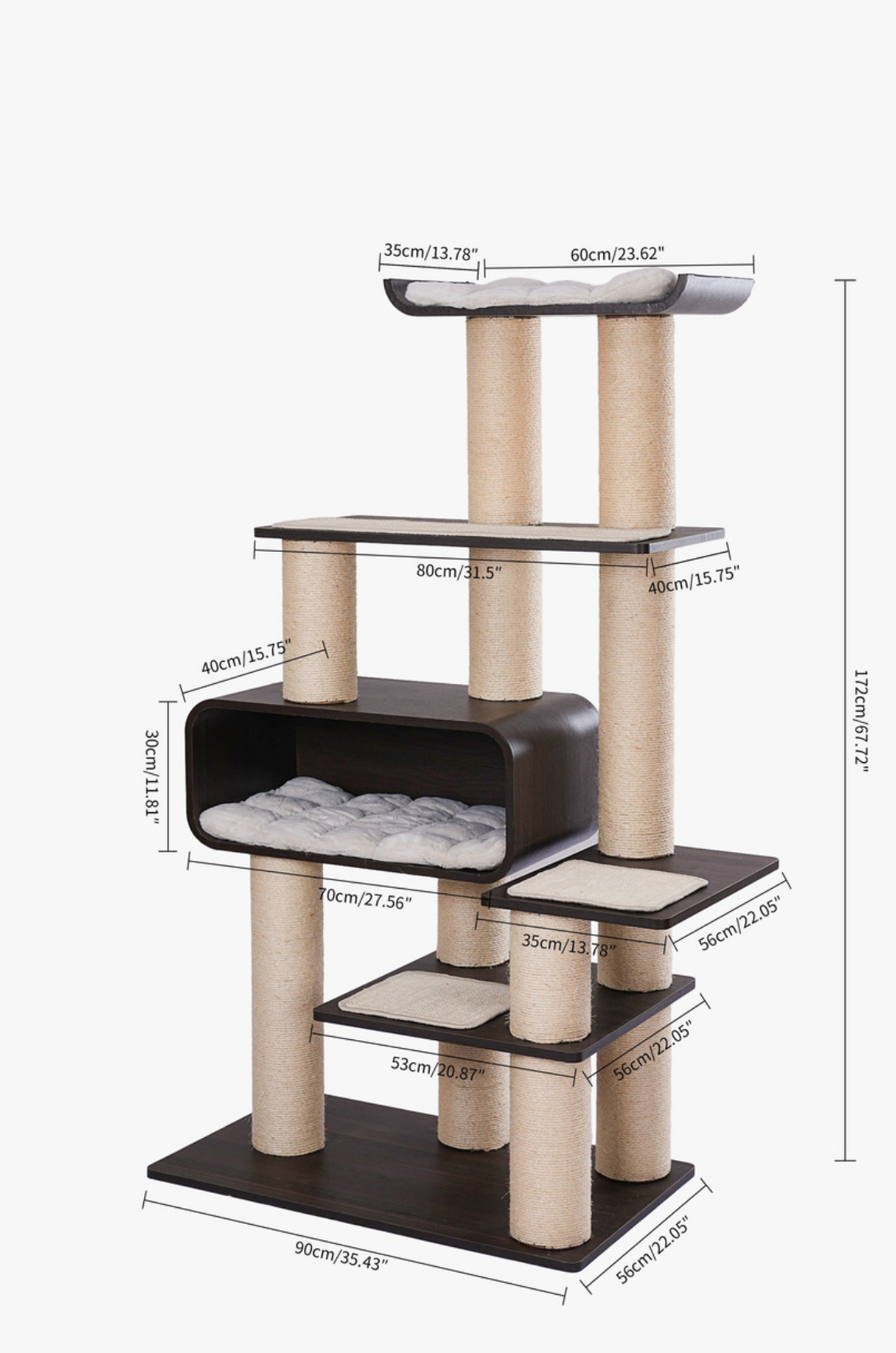 RL2813V2 Premium Multi-Cat Cat Tree 172cm With Spacious Hideaway