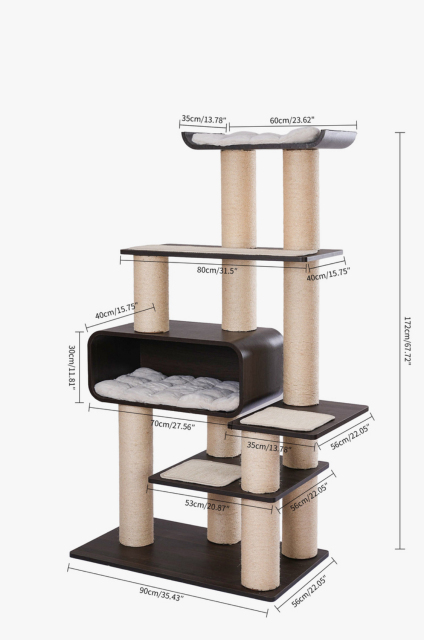 RL2813V2 Premium Multi-Cat Cat Tree 172cm With Spacious Hideaway