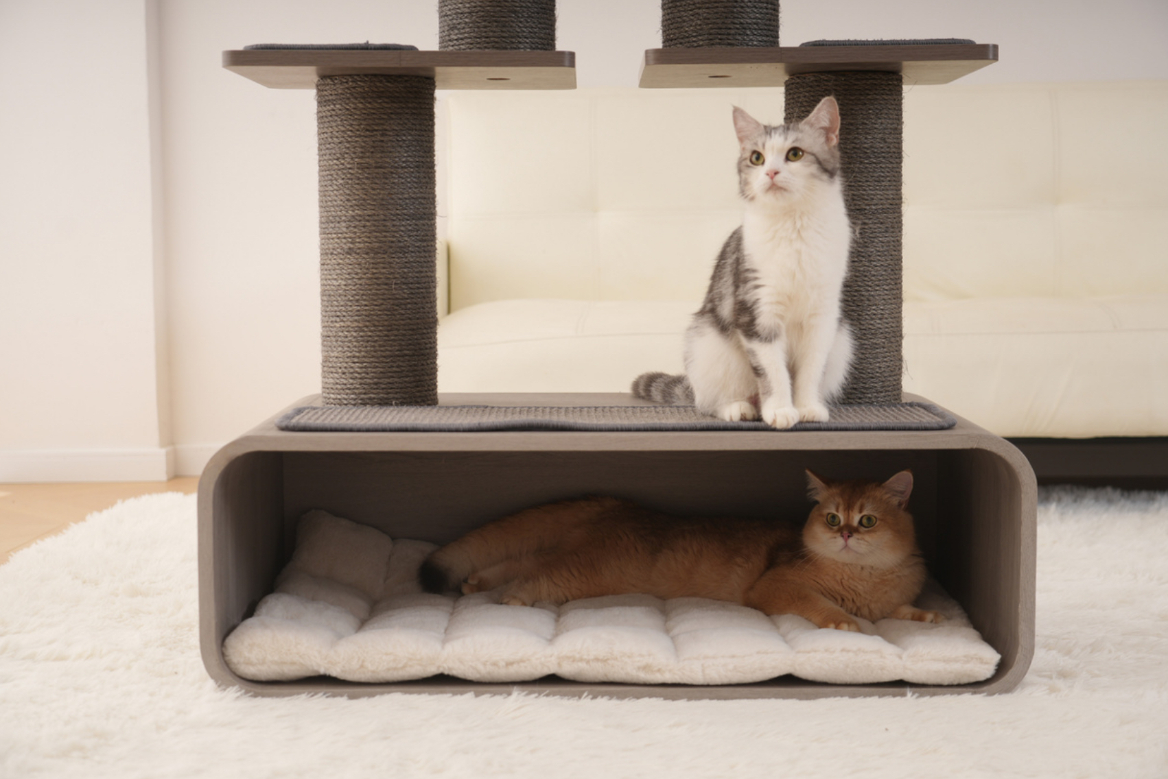 Relipet Premium Cat Tree RL2812V3 – 90x50x109cm Multi-Level Activity Center with 15cm Sisal Posts, Removable Pads & Faux Fur