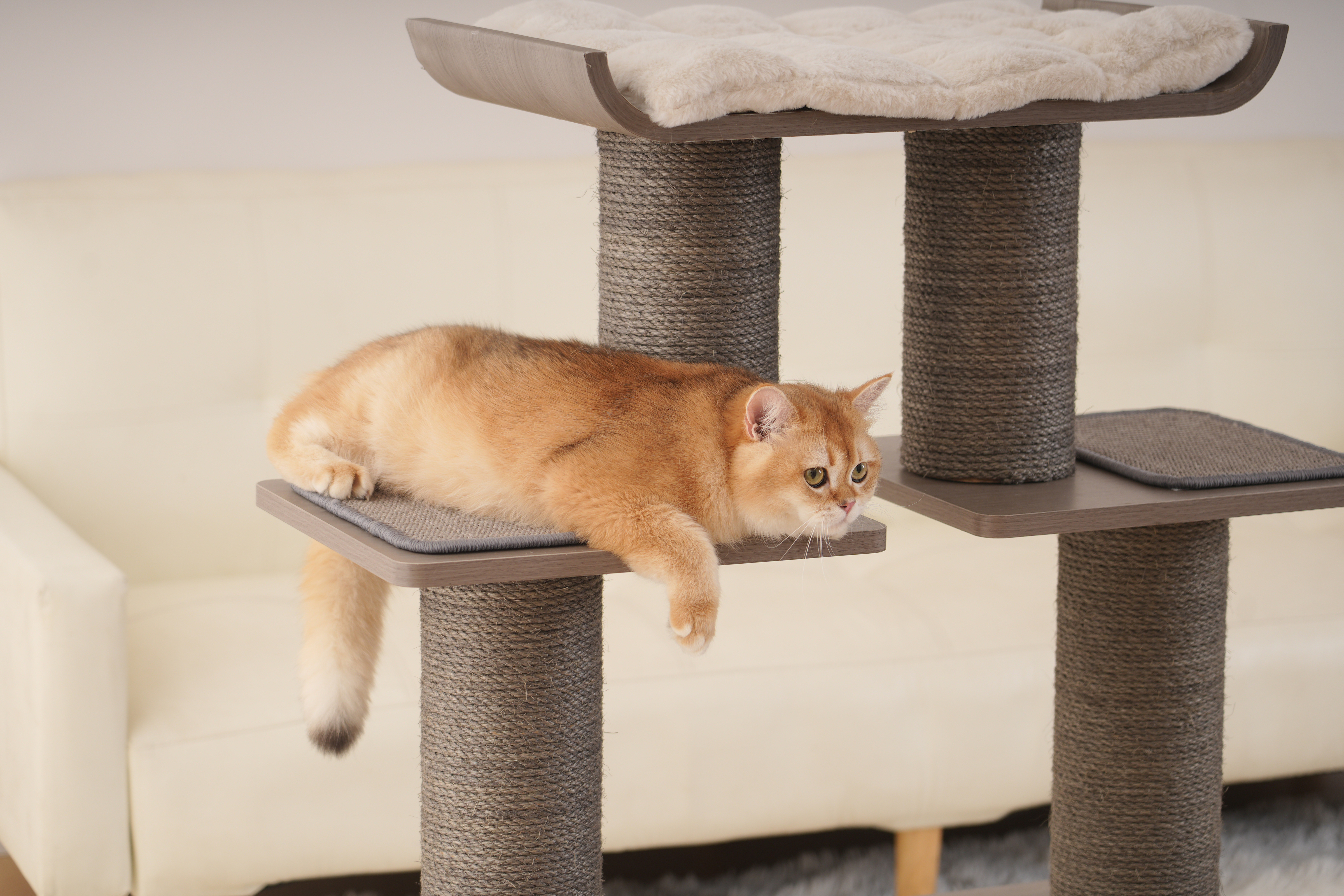 Relipet Premium Cat Tree RL2812V3 – 90x50x109cm Multi-Level Activity Center with 15cm Sisal Posts, Removable Pads & Faux Fur