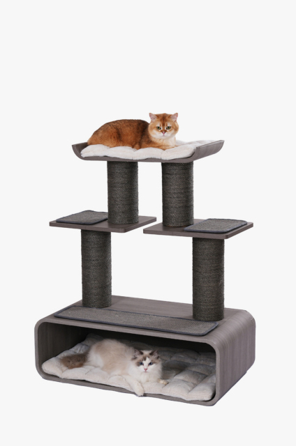Relipet Premium Cat Tree RL2812V3 – 90x50x109cm Multi-Level Activity Center with 15cm Sisal Posts, Removable Pads & Faux Fur