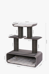 Relipet Premium Cat Tree RL2812V3 – 90x50x109cm Multi-Level Activity Center with 15cm Sisal Posts, Removable Pads & Faux Fur