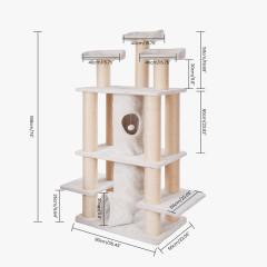 Relipet RL2814V2 Large Premium Cat Tree 188cm – 15cm Sisal Posts, 600g Faux Rabbit Fur, Thick Particle Board, Foldable Cat Tunnel