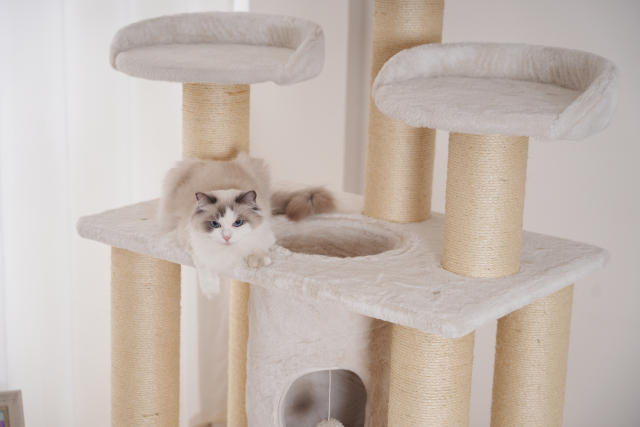 Relipet RL2814V2 Large Premium Cat Tree 188cm – 15cm Sisal Posts, 600g Faux Rabbit Fur, Thick Particle Board, Foldable Cat Tunnel