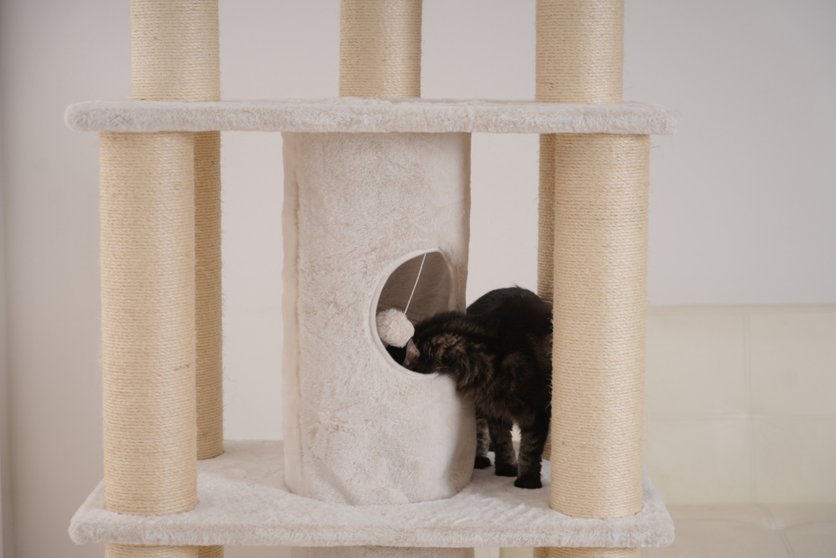 Relipet RL2814V2 Large Premium Cat Tree 188cm – 15cm Sisal Posts, 600g Faux Rabbit Fur, Thick Particle Board, Foldable Cat Tunnel