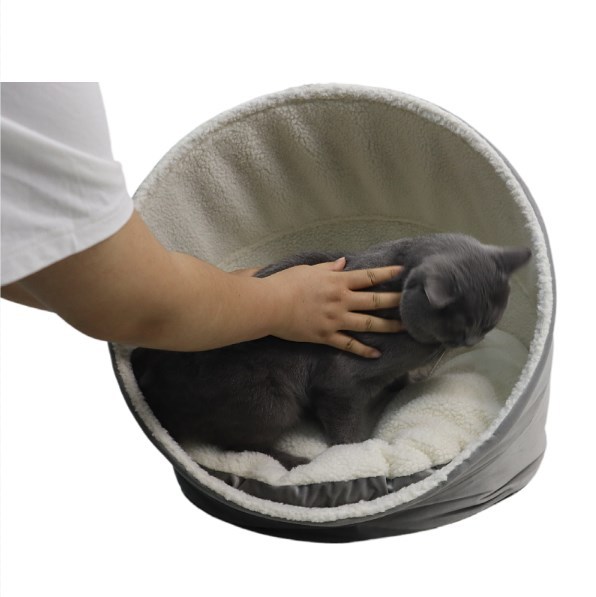 Relipet Wholesale 2-in-1 Foldable Pet Cave Bed | RL2378 Customizable Sherpa Fleece Cat & Small Dog Bed with Reversible Washable Cushion – Bulk Order Supplier