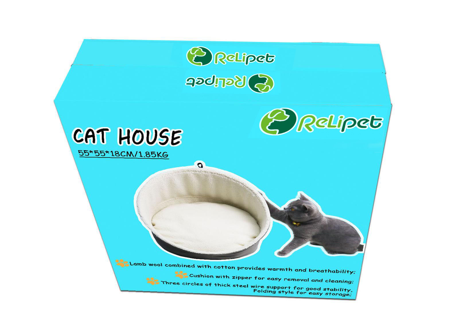 Relipet Wholesale 2-in-1 Foldable Pet Cave Bed | RL2378 Customizable Sherpa Fleece Cat & Small Dog Bed with Reversible Washable Cushion – Bulk Order Supplier