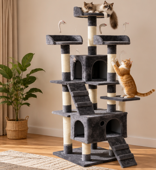 Relipet Economy Cat Tree, 170cm Multi-Level Cat Tower for 1–2 Cats