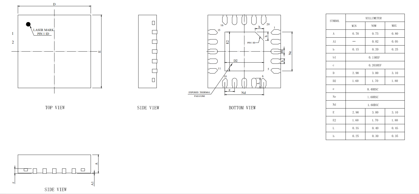 QFN3X3-20L,WanYing Chip Packaging & Testing Electronics Co., Ltd.,QFN3X3-20L