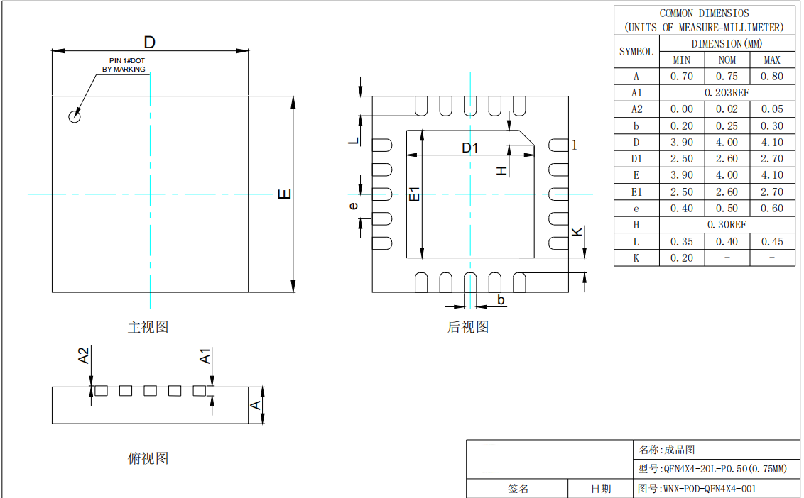 QFN4X4-20L,WanYing Chip Packaging & Testing Electronics Co., Ltd.,QFN4X4-20L