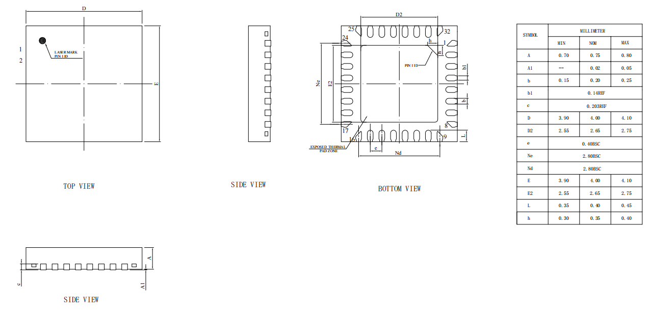 QFN4X4-32L,WanYing Chip Packaging & Testing Electronics Co., Ltd.,QFN4X4-32L