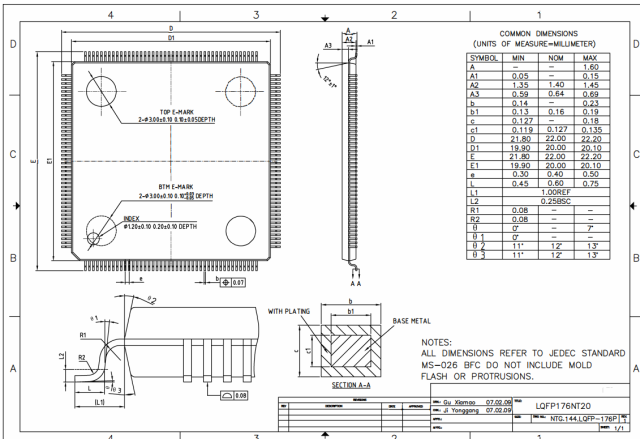 LQFP20X20-176L,WanYing Chip Packaging & Testing Electronics Co., Ltd.,LQFP20X20-176L
