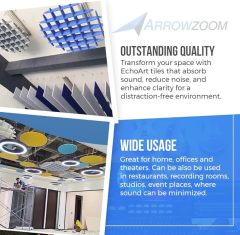 Arrowzoom Acoustic Ceiling Panels, Hanging Sound Absorbers, Polyester Fiberboard Ceiling Tiles for Office, Home Theater and Recording Studio, 80 cm 31", Blue,MY SHOP,NovaGrid Ceiling Suspension Kit