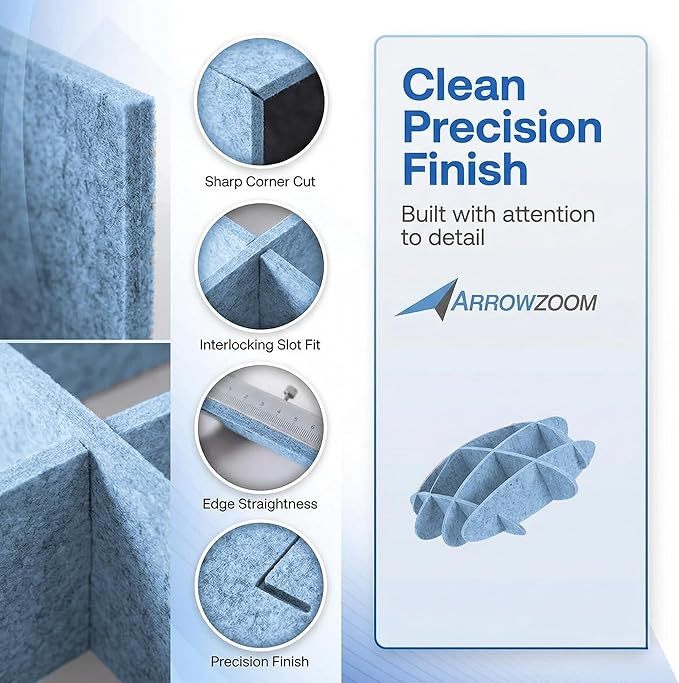Arrowzoom Acoustic Ceiling Panels, Hanging Sound Absorbers, Polyester Fiberboard Ceiling Tiles for Office, Home Theater and Recording Studio, 80 cm 31", Blue,MY SHOP,NovaGrid Ceiling Suspension Kit