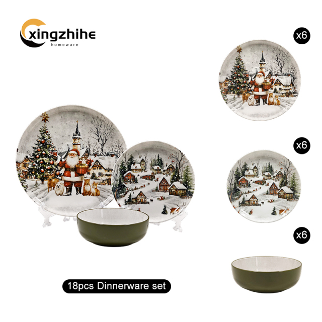 Christmas Tableware 3D Embossed Snow Steak Western Stoneware Plate Setting Creative Simple Ceramic Dessert Bowl Mug Dishwasher