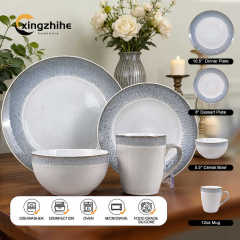 Luxury Kiln Altered Glaze Stoneware Dinnerware Sets Nordic Western Matt Gray Glazed Ceramic Cup Kit Dishwasher Safe, Xingzhihe,Luxury Kiln Altered Glaze Stoneware Dinnerware Sets Nordic Western Matt Gray Glazed Ceramic Cup Kit Dishwasher Safe