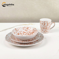 18/16/12-Piece Speckled Vintage Stoneware Dinnerware Sets-Dishwasher Safe Eco-Friendly BPA Free Durable Oven/Microwave Safe Heat