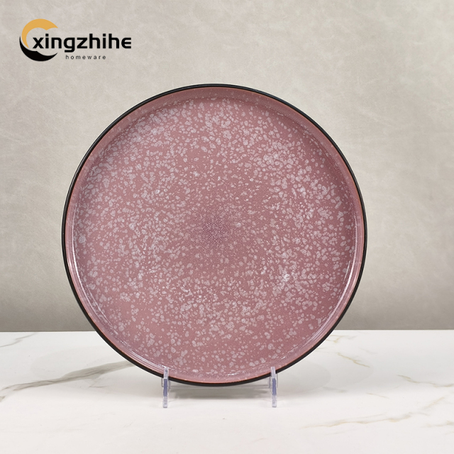 New Arrival Luxury Eco-Friendly Stoneware Dinnerware Sets with Pink Speckle Design for Home & Office Dining, Xingzhihe,New Arrival Luxury Eco-Friendly Stoneware Dinnerware Sets with Pink Speckle Design for Home & Office Dining