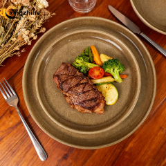 Ceramic Stoneware Dinnerware 16-Piece Dinner Plate Set with Eco-Friendly Reactive Glaze for Home Use