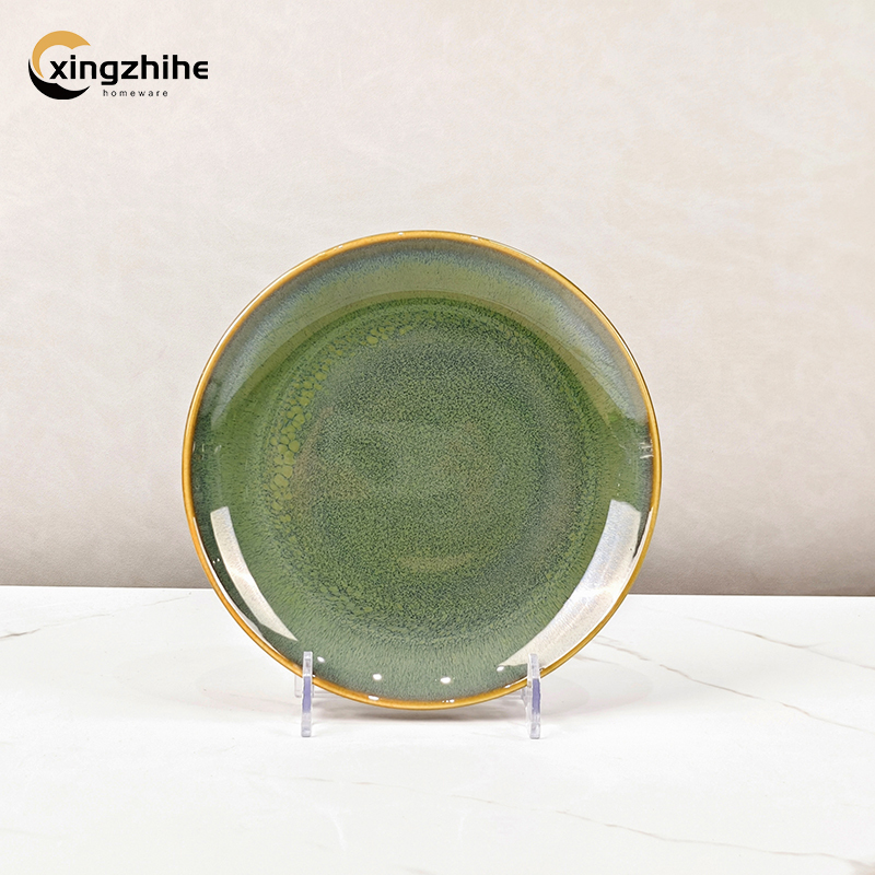 Green Modern Ceramic Stoneware 16-Piece Dinnerware Set with Eco-Friendly Reactive Glaze Dishwasher & Oven Safe for Home Use