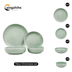 18/16/12/Piece Green Luxury Europe Stoneware Dinnerware Sets Custom Matte Glaze BPA Free Heat Resistant Dinner/Salad Plates Mugs