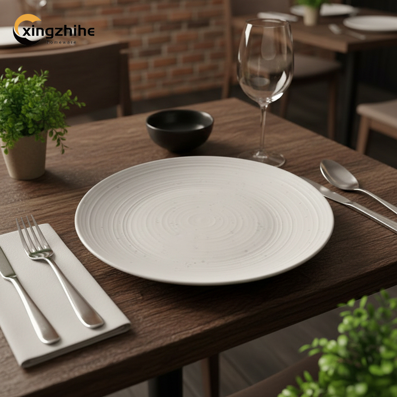 18/16/12 Pcs Luxury Embossed White Texture Stoneware Tableware Set Digital Printing Dishwasher Safe Eco-Friendly Microwave Oven