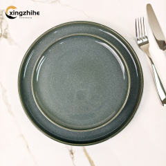18/16/12/Piece Wholesale Price Custom Nordic Gray Reactive Glaze Stoneware Dinnerware Set Eco-Friendly Dishwasher Safe Hotels