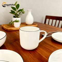 18/16/12/Piece White Luxury Europe Ceramic Stoneware Dinnerware Sets Custom Glaze Dinner/Salad Plates Mugs Subtle Vertical