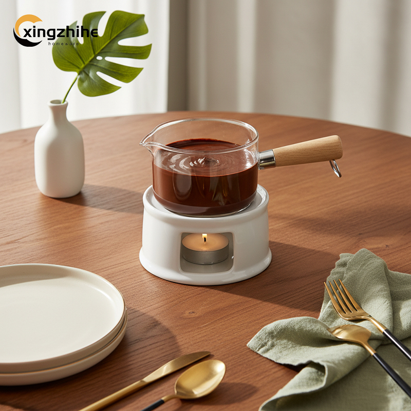 High Quality White Vintage Stoneware Small Oil Burner Tealight Candle Holder Eco-Friendly Dishwasher Safe Reusable Wax Warmer